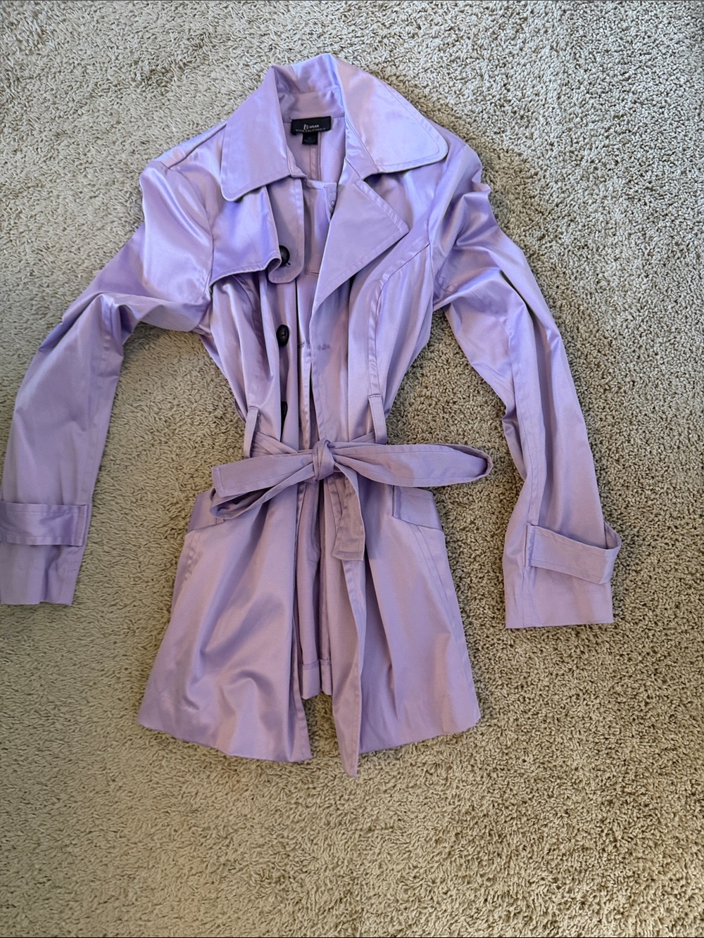 Bwear Pastel Lavender Trench Coat with Waist Tie